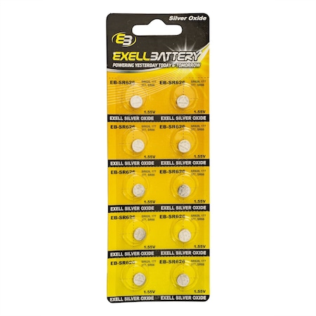 10pk Exell Silver Oxide 1.55V Watch Battery Replaces SR66 377